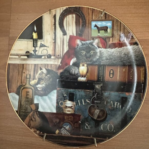 Bradford Exchange Purr-Fect Pairs Cat Plates /Hanger - Kitty Cargo - Picture 1 of 5